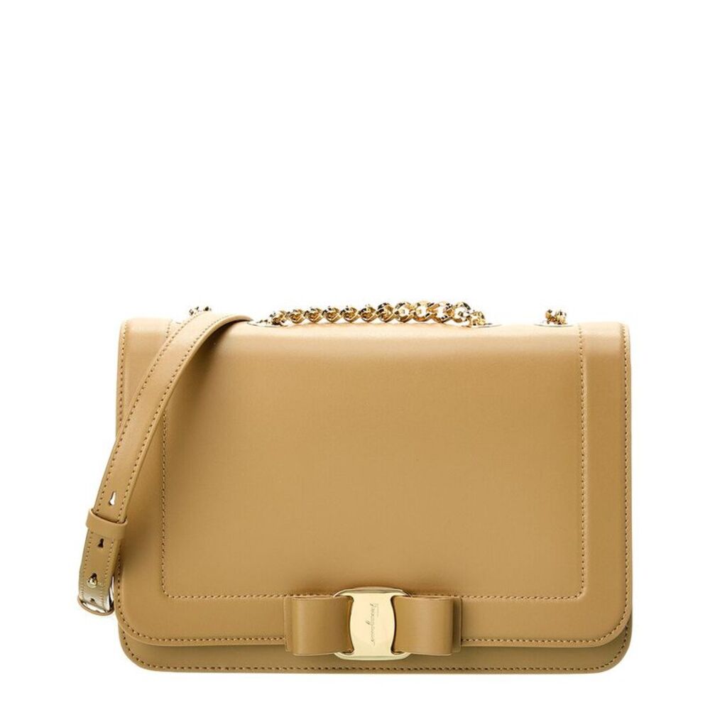 Ferragamo Vara Bow Front Flap Leather Shoulder Bag